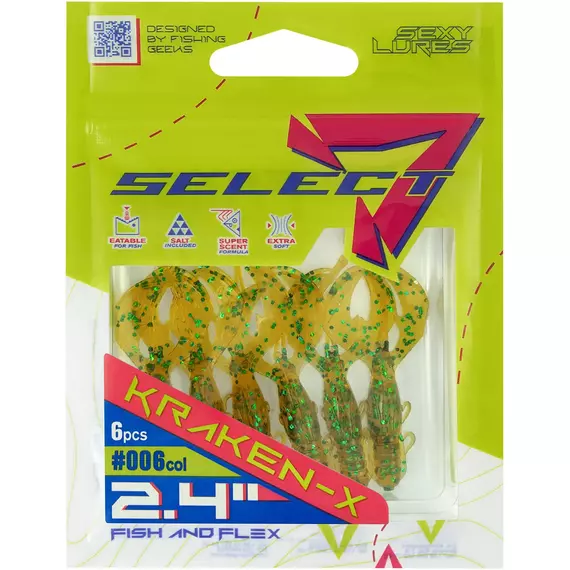 Силікон Select Kraken-X SE 2.4" #006 (6шт/уп), Довжина силікону: 2.4" (6.1 см), Колір силікону: 6, фото , изображение 2